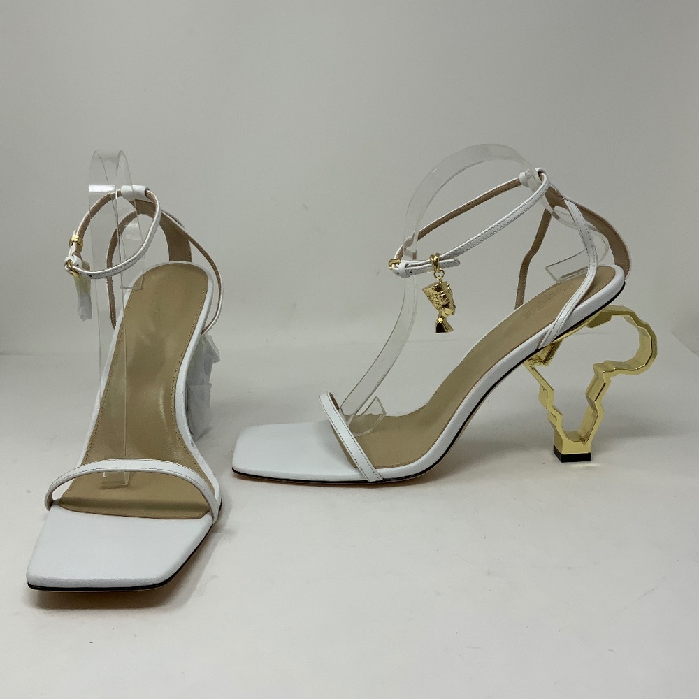 NEW Nupe Genuine Leather Africa Continent Silhouette Cultural Heels Sandals 11